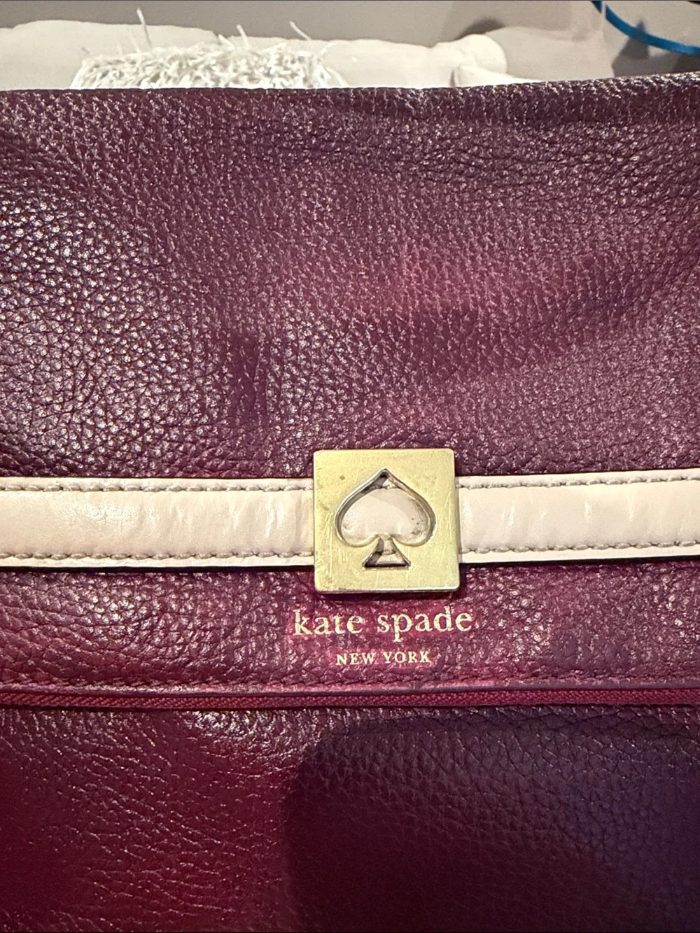 kate spade Plum and Cream Leather Top-Handle Satchel